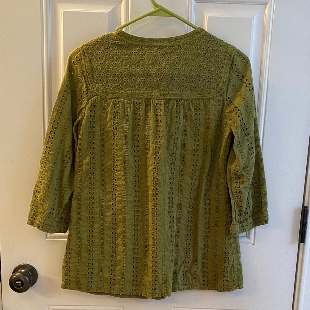 Charter Club Olive Eyelet Women's Blouse - Picture 7 of 7